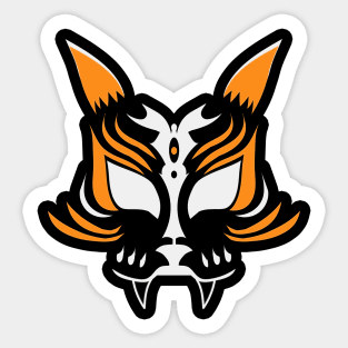 Dark Kitsune Face - Orange Sticker